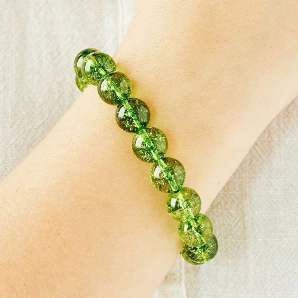 🆕New Peridot Crystal Gemstone Bracelet-8mm